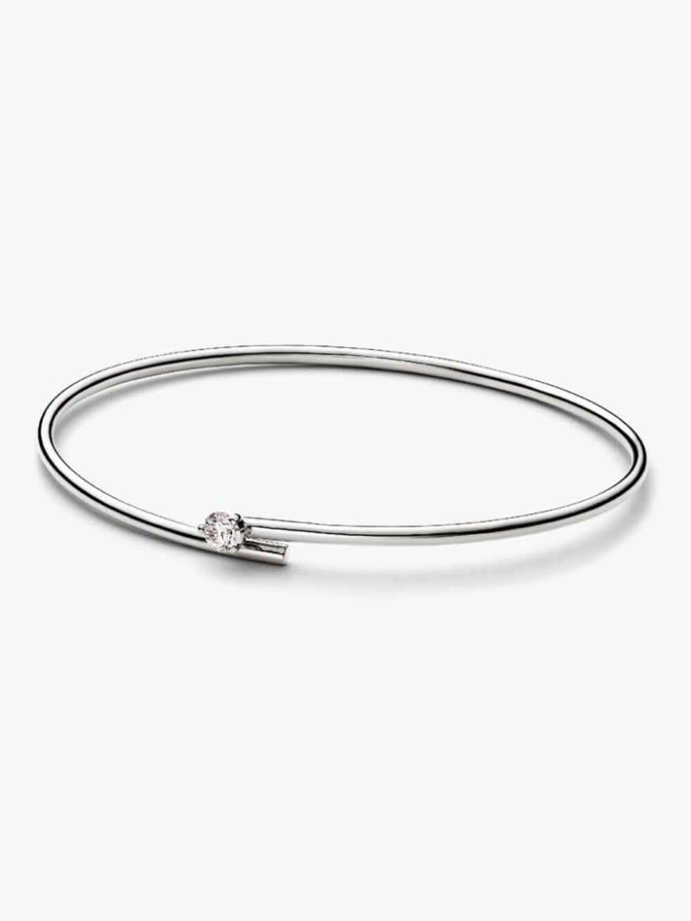 Pandora Nova 14k White Gold Lab-grown Diamond Open Bangle
